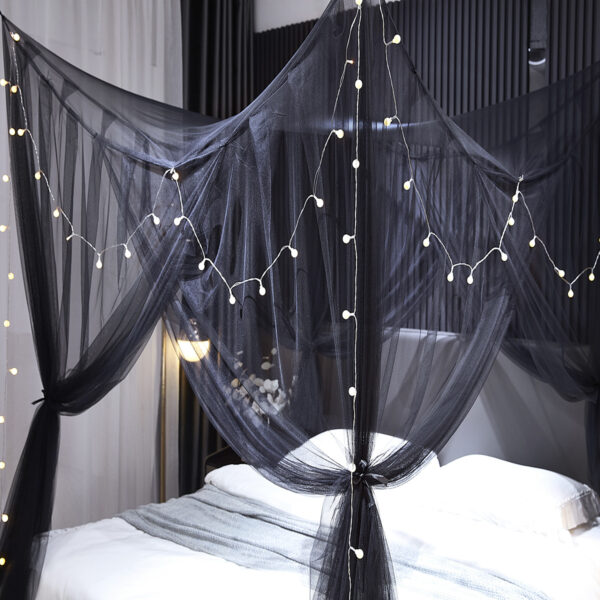 Mosquito net 2024 new tether model four-door black old-fashioned square top double bed 1 meter 5 bed 1 meter 8 bed 2 meter bed