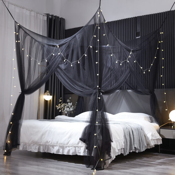 Mosquito net 2024 new tether model four-door black old-fashioned square top double bed 1 meter 5 bed 1 meter 8 bed 2 meter bed - 图片 2