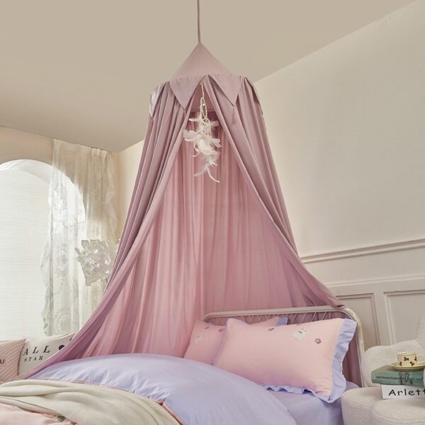 Dome fringe bed curtain children's indoor bed curtain French windshield baby bed head blackout universal ceiling bed tent