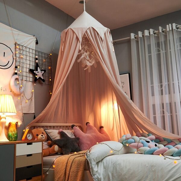 Dome fringe bed curtain children's indoor bed curtain French windshield baby bed head blackout universal ceiling bed tent - 图片 10