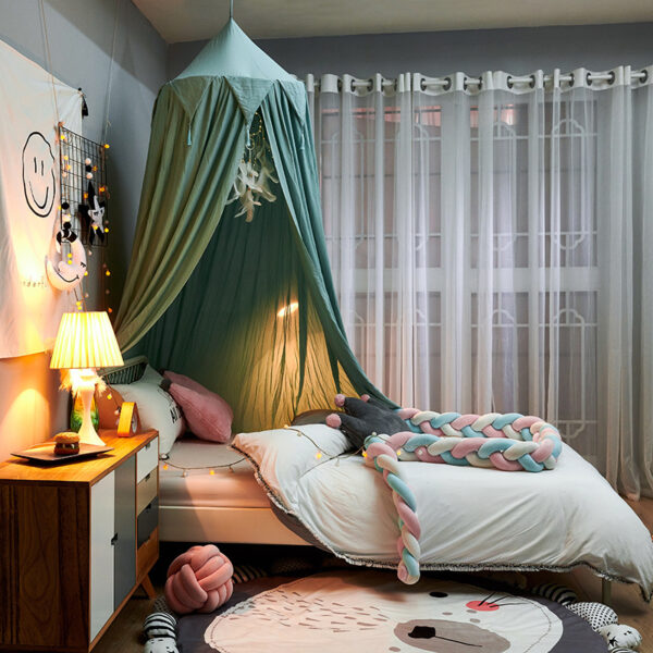 Dome fringe bed curtain children's indoor bed curtain French windshield baby bed head blackout universal ceiling bed tent - 图片 11