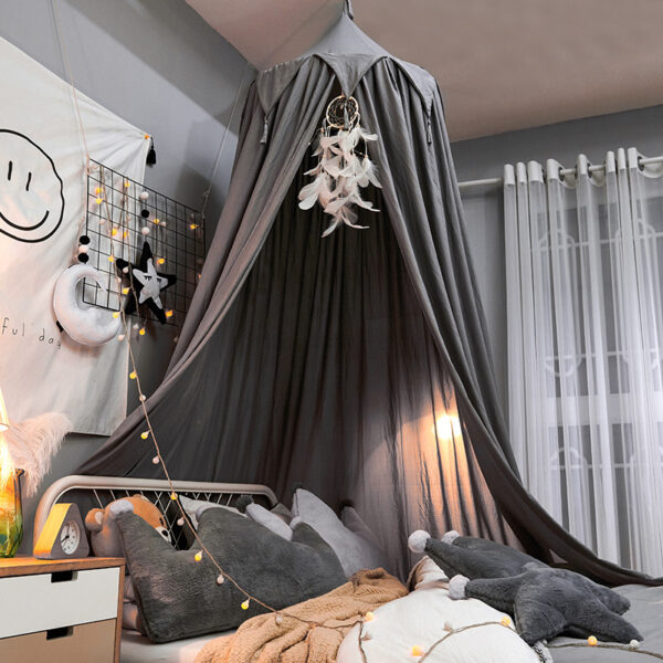 Dome fringe bed curtain children's indoor bed curtain French windshield baby bed head blackout universal ceiling bed tent - 图片 15