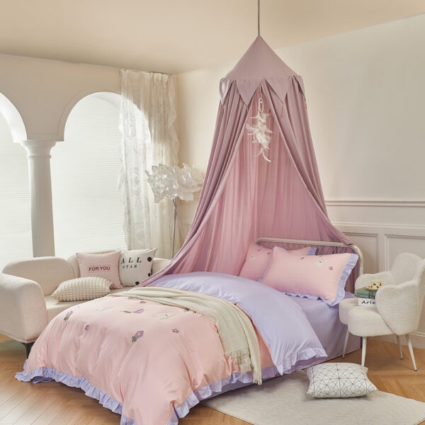 Dome fringe bed curtain children's indoor bed curtain French windshield baby bed head blackout universal ceiling bed tent - 图片 2