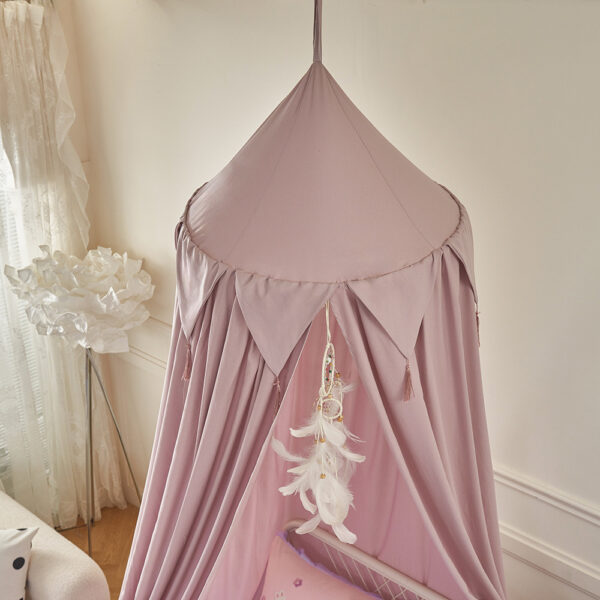 Dome fringe bed curtain children's indoor bed curtain French windshield baby bed head blackout universal ceiling bed tent - 图片 3