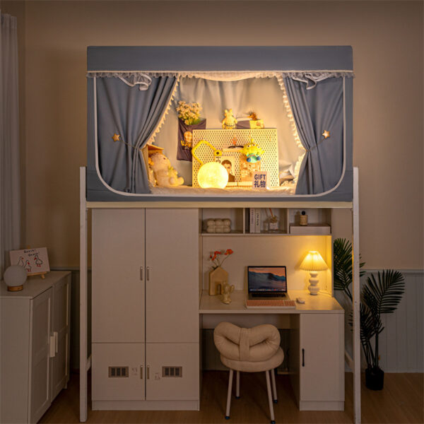 College student dormitory, blackout bed curtain, mosquito net support, integrated upper and lower bunks, universal dormitory special bed curtain - 图片 8