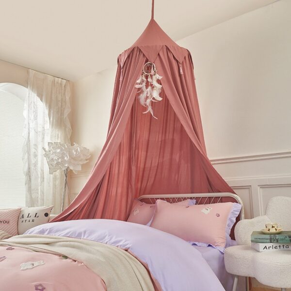 Dome fringe bed curtain children's indoor bed curtain French windshield baby bed head blackout universal ceiling bed tent - 图片 9