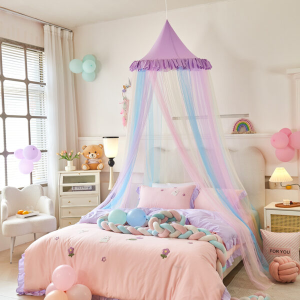 2024 New Dust Top Rainbow Dome Mosquito Net Bed Mantle Children's Ceiling Bed Tent Free Installation