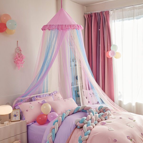 2024 New Dust Top Rainbow Dome Mosquito Net Bed Mantle Children's Ceiling Bed Tent Free Installation - 图片 10