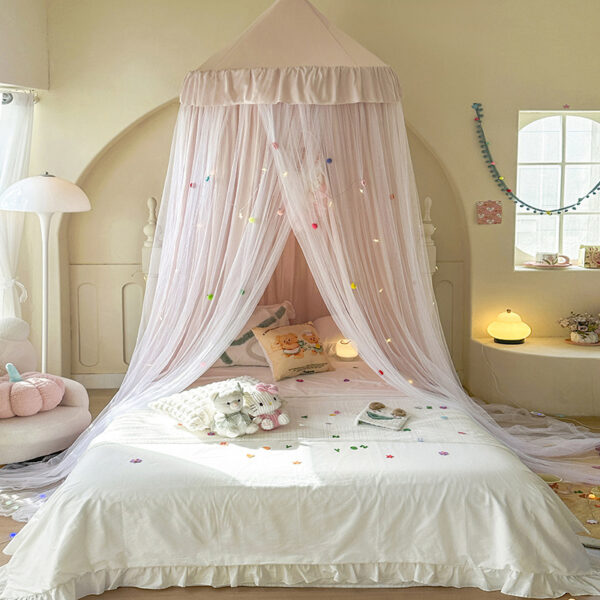 2024 New Princess Blackout Mosquito Net, Double Layer Cloth and Tulle Dome Ceiling Bed Mantle, Home 2m Double Bed for Children - 图片 11