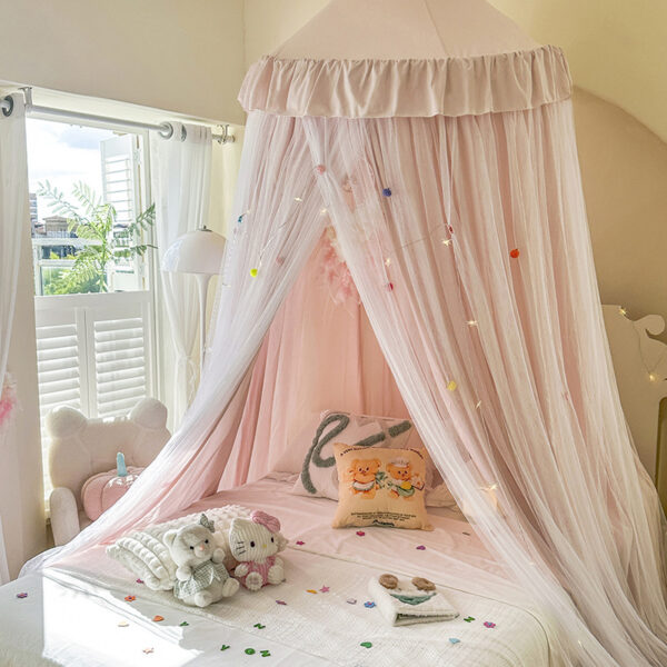 2024 New Princess Blackout Mosquito Net, Double Layer Cloth and Tulle Dome Ceiling Bed Mantle, Home 2m Double Bed for Children - 图片 2