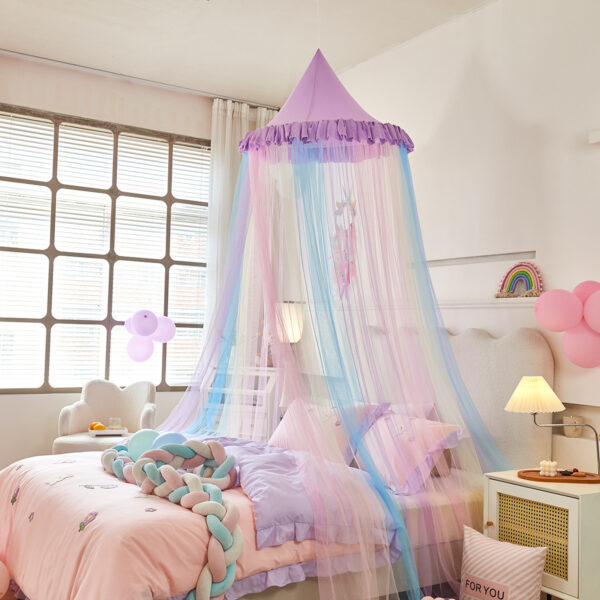 2024 New Dust Top Rainbow Dome Mosquito Net Bed Mantle Children's Ceiling Bed Tent Free Installation - 图片 2