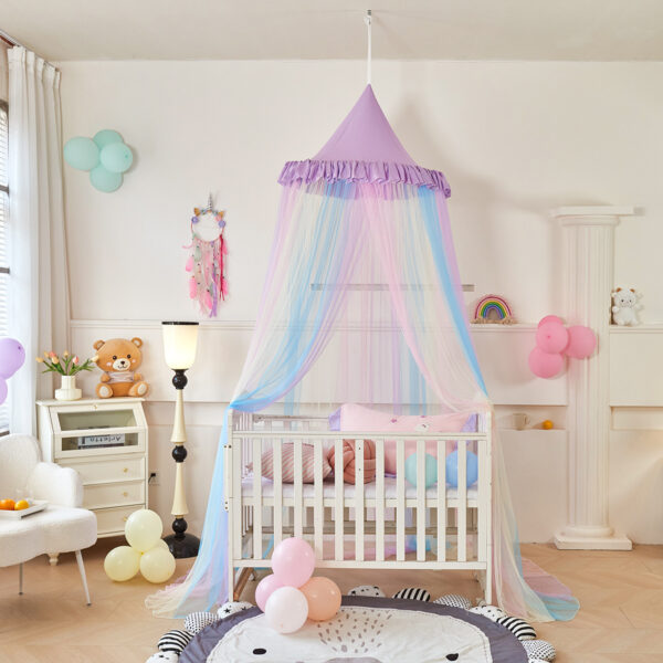 2024 New Dust Top Rainbow Dome Mosquito Net Bed Mantle Children's Ceiling Bed Tent Free Installation - 图片 3
