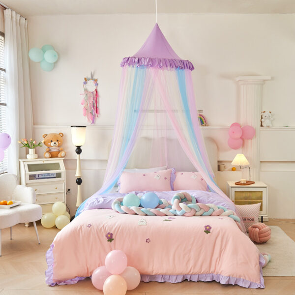 2024 New Dust Top Rainbow Dome Mosquito Net Bed Mantle Children's Ceiling Bed Tent Free Installation - 图片 4