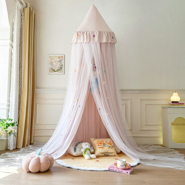2024 New Princess Blackout Mosquito Net, Double Layer Cloth and Tulle Dome Ceiling Bed Mantle, Home 2m Double Bed for Children - 图片 6