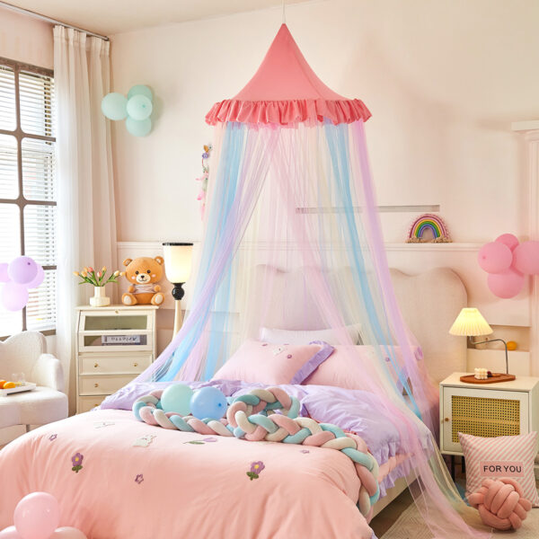 2024 New Dust Top Rainbow Dome Mosquito Net Bed Mantle Children's Ceiling Bed Tent Free Installation - 图片 6