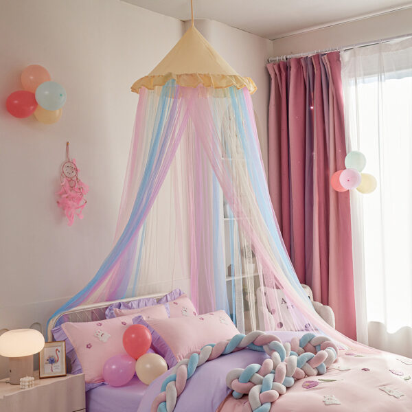 2024 New Dust Top Rainbow Dome Mosquito Net Bed Mantle Children's Ceiling Bed Tent Free Installation - 图片 8